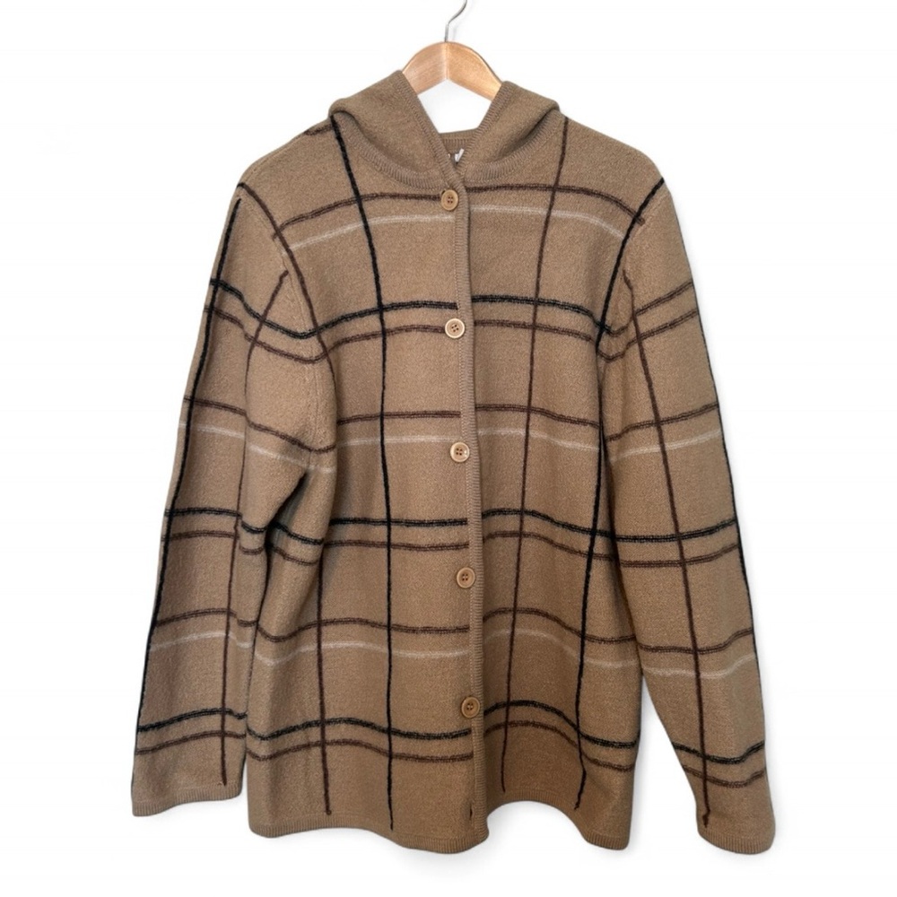 Vintage Tan Plaid Wool Sweater